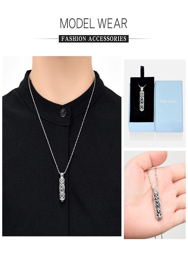 Imrsanl Stainless Steel Cremation Jewelry Ashes Cylinder Vial Urn Necklace for Ashes Charm Memorial Keepsake Cremation Pendant Jewelry (Black) - Image 4