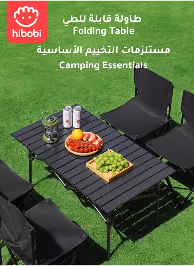 hibobi Folding Camping Table Portable Picnic Table for Outdoor Camping Picnic 95x55x50cm  - Image 1