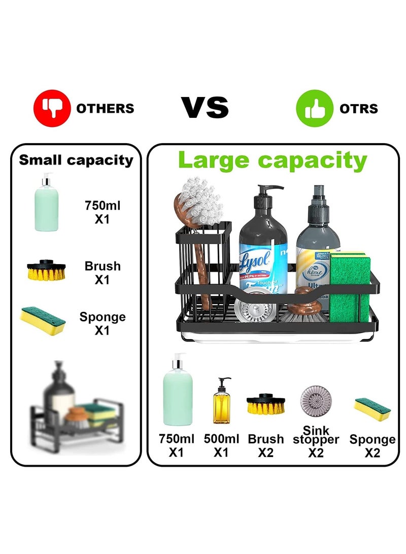 YelaJoy Kitchen Sink Shelf,Soap Sponge Drain Rack Holder,304 Self-Drainage Kitchen Sink Caddy,Rustproof Waterproof Quick Drying Dish Sponge Organizer,Bathroom Accessorie(Black) - Image 2