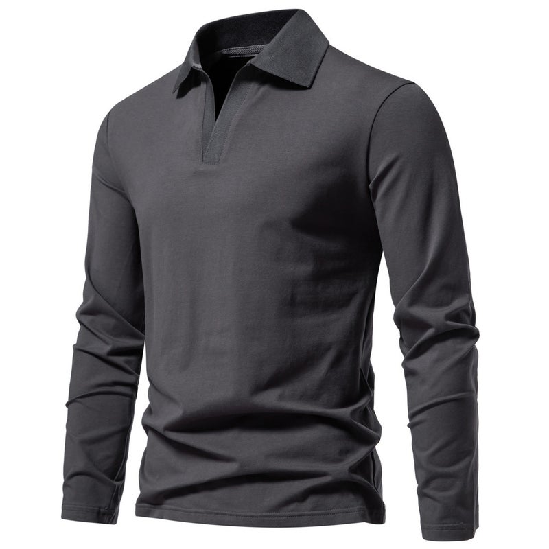 retro 2023 Autumn New style V-neck lapel long sleeve T-shirt bottoming shirt 1812-yt237 P45 - Image 1