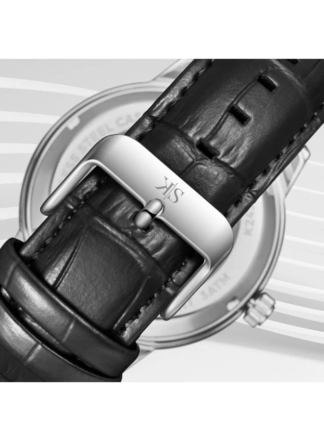 كينيث سكوت Men's Leather  Automatic  Watch K24323-SLBBK - 43.5 mm