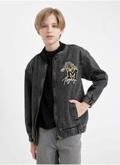 DeFacto Bomber Jean Jacket With Zipper And Pockets Seasonal Printed  - Image 2