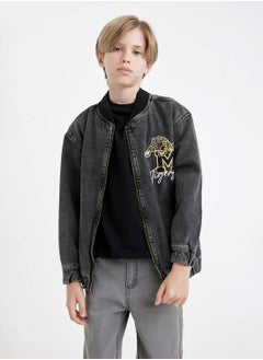 DeFacto Bomber Jean Jacket With Zipper And Pockets Seasonal Printed  - Image 1