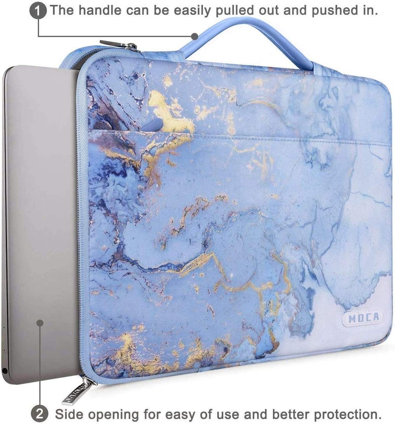 MOCA Waterproof Nylon Exterior with Soft Velvety Interior Sleeve Bag Pouch Carry Case for 13.3" 13" inch Laptops, MacBook - Blue Marble 13.3 inch - Image 4