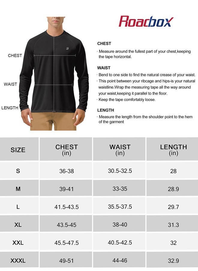 Roadbox Long Sleeve Fishing Shirts UV Sun Protection Workout Tee Tops UPF 50+, Black - Image 5