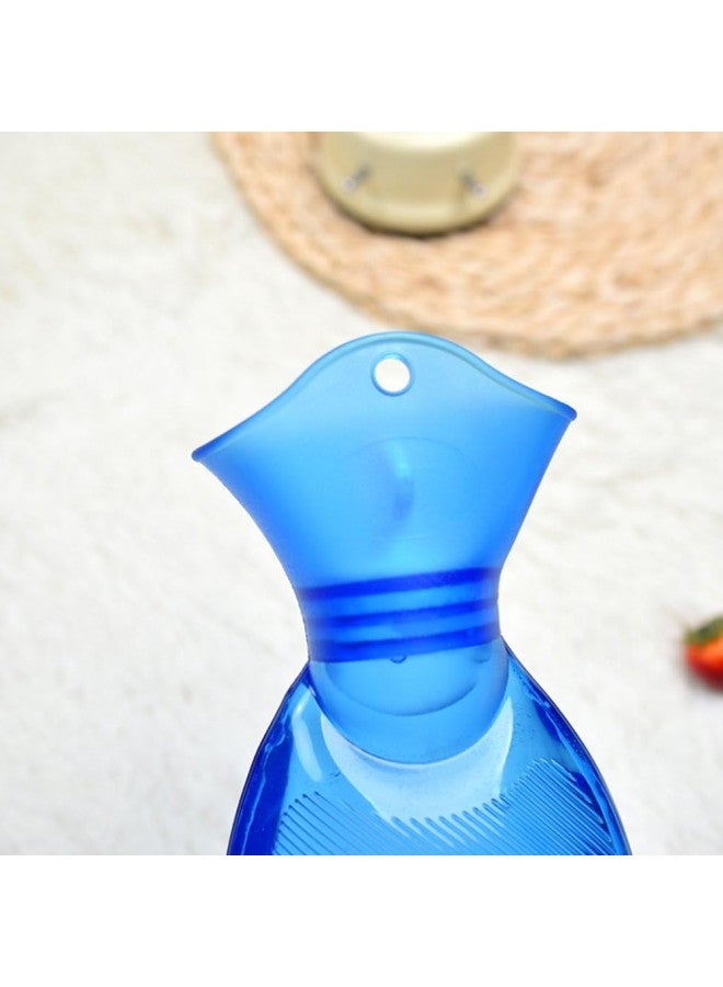 كلاراكو زجاجة ماء ساخن من مادة البولي فينيل كلوريد الشفافة، زجاجة دافئة للعلاج بالحرارة والبرودة، كيس ماء ساخن (أزرق) - Image 2