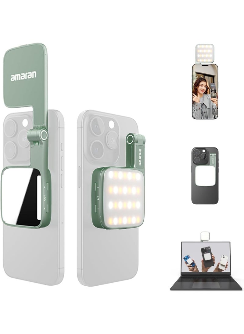 عماران إضاءة أمّاران جو متوافقة مع MagSafe، مصباح LED صغير محمول للهاتف لتصوير السيلفي والمكياج ومكالمات الفيديو والبث المباشر وتطبيق تيك توك ويوتيوب قابل للشحن عبر USB-C مع سطوع قابل للتعديل ومشبك مغناطيسي - Image 1