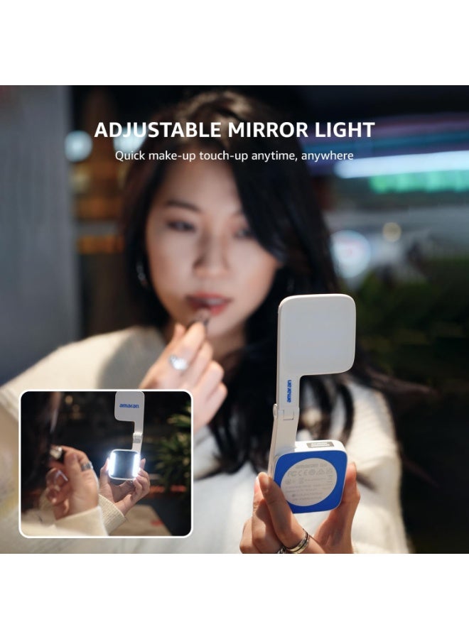 عماران إضاءة أمّاران جو متوافقة مع MagSafe، مصباح LED صغير محمول للهاتف لتصوير السيلفي والمكياج ومكالمات الفيديو والبث المباشر وتطبيق تيك توك ويوتيوب قابل للشحن عبر USB-C مع سطوع قابل للتعديل ومشبك مغناطيسي - Image 2