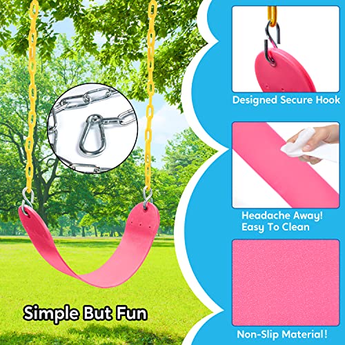 TURFEE 2 Packs Heavy Duty Swing Seat Swing Set Accessories Replacement with 4 Snap Hooks for Kids Outdoor Play Playground Trees Swingsets PlaygroundPink - Image 5