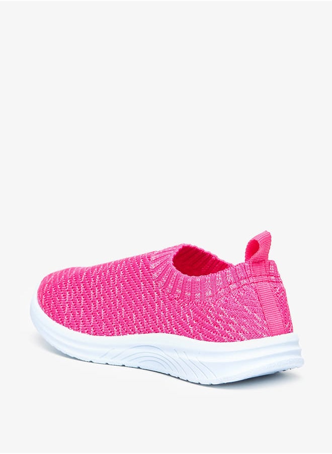 shoexpress - Girls Textured Slip-On Trainers with Pull Tabs - Image 1