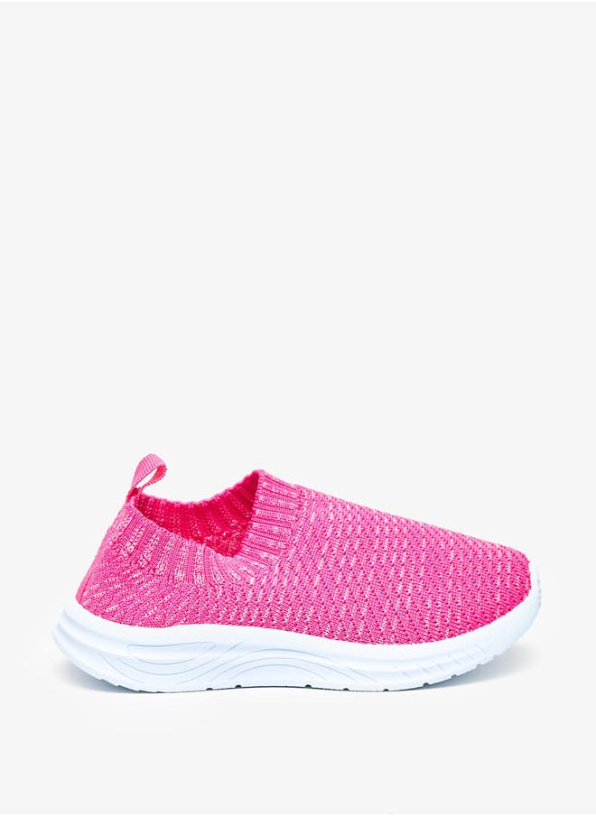 shoexpress - Girls Textured Slip-On Trainers with Pull Tabs - Image 1
