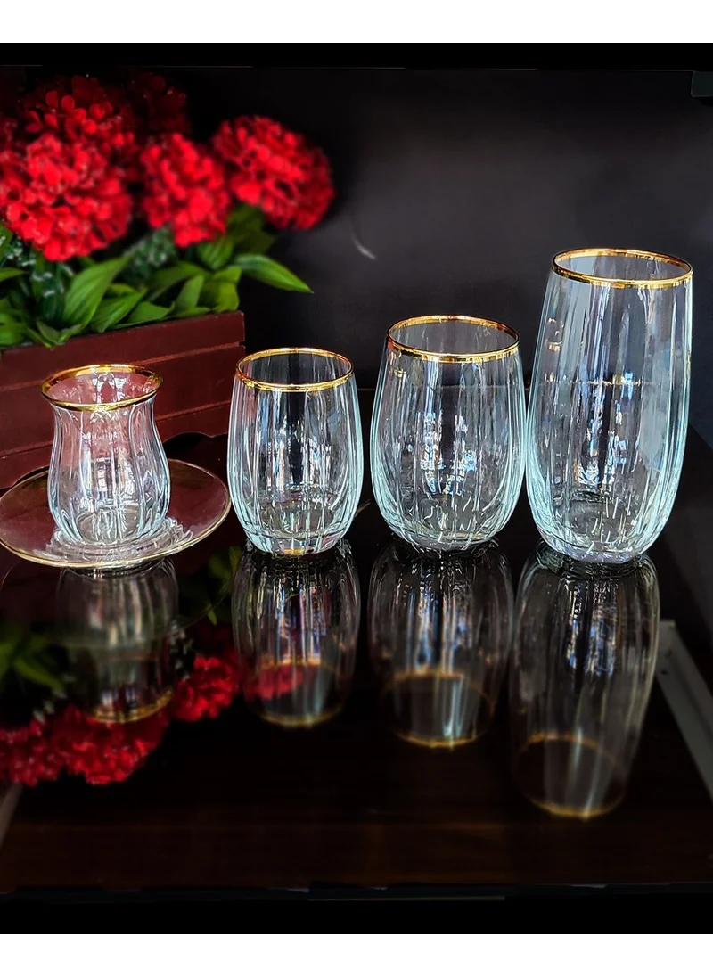 Paşabahçe Linka 30 Piece Real Gold Gold Tone Ahter Glass Set
