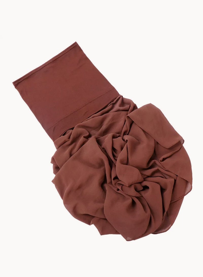 Perfectory Chiffon Instant Hijab for Women Muslim Under Scarf Tube Cap, Headscarf Turban Wrap- Coffee - Image 2