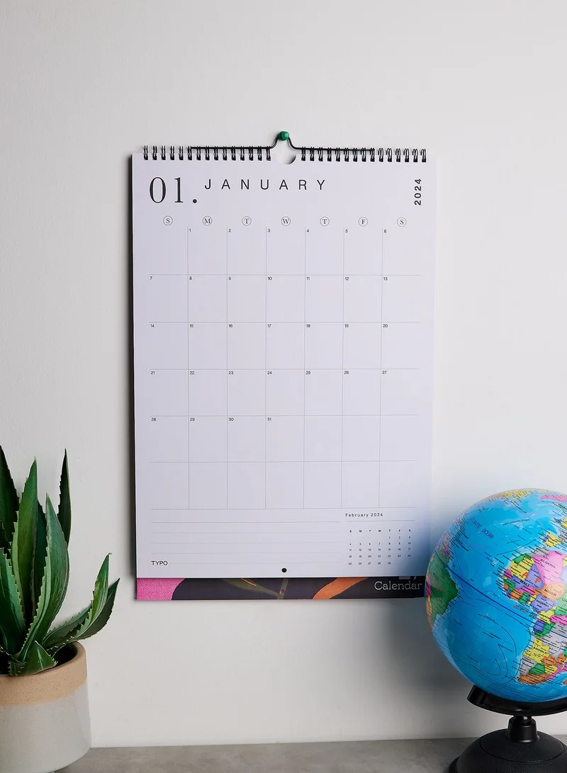 Typo White Monthly Calendar Planner Organizer