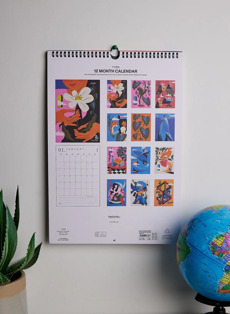 Typo White Monthly Calendar Planner Organizer