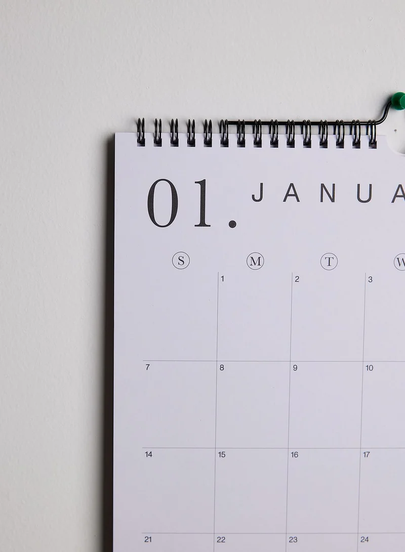 Typo White Monthly Calendar Planner Organizer