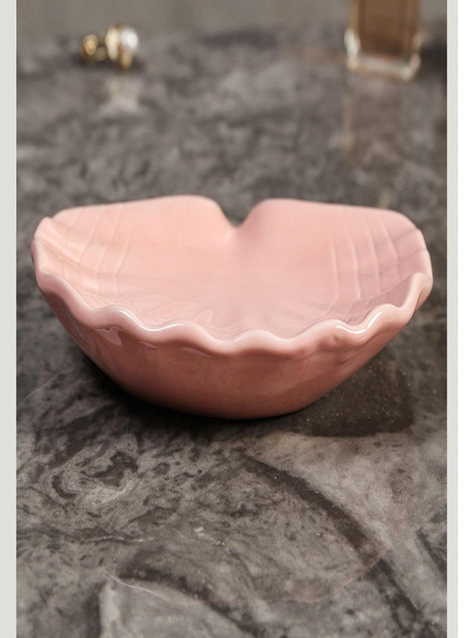 VBANU Ceramic Soap Holder, Shell-shaped Soap Tray with Self Draining, Bathroom Soap Saver, Small Cute and Elegant Plate for Home Decoration, Easy Cleaning, (Pink) - Image 5
