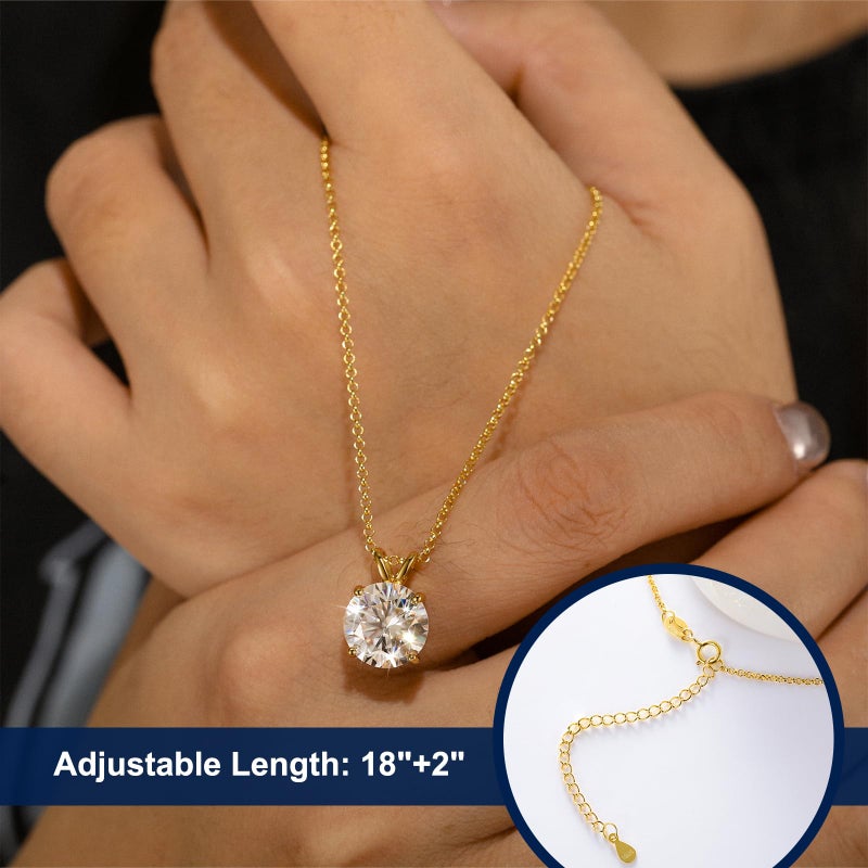 TUHE Moissanite Necklace 0.1 Carats 18k Gold Vermeil 925 Sterling Silver Necklace D Color VVS1 Round Lab Created Moissanite Pendant Necklaces Dainty Gold Necklaces for Women Jewelry Valentines Gifts - Image 4