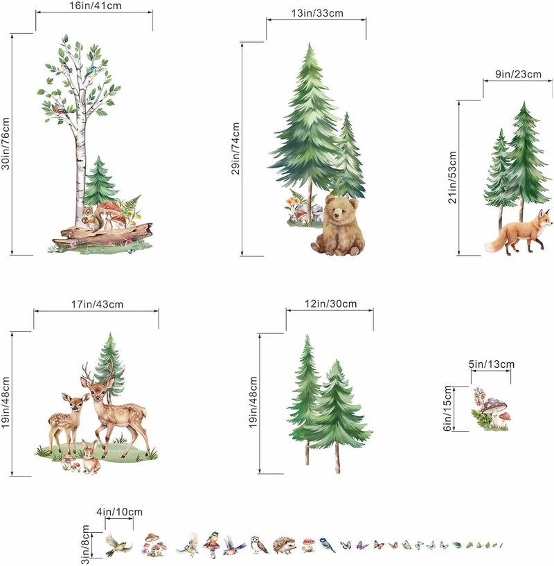 ARS Forest Animals Wall Decals for Kids: Baby Nursery Peel and Stick Removable Woodland Animals Vinyl Wall Stickers for Boys Kids Room Decor - Image 4