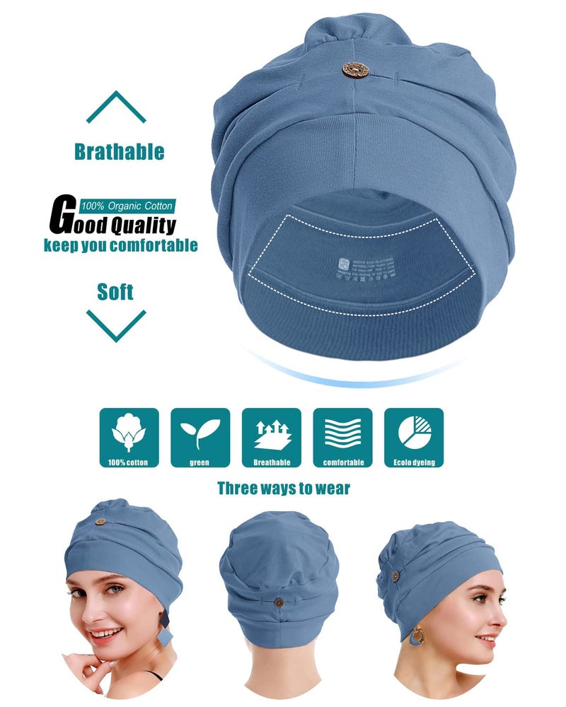 osvyo Cotton Chemo Turbans for Women Cancer Hairloss hat - Cotton Lightweight Headwear Sealed Packaging Black - Image 2