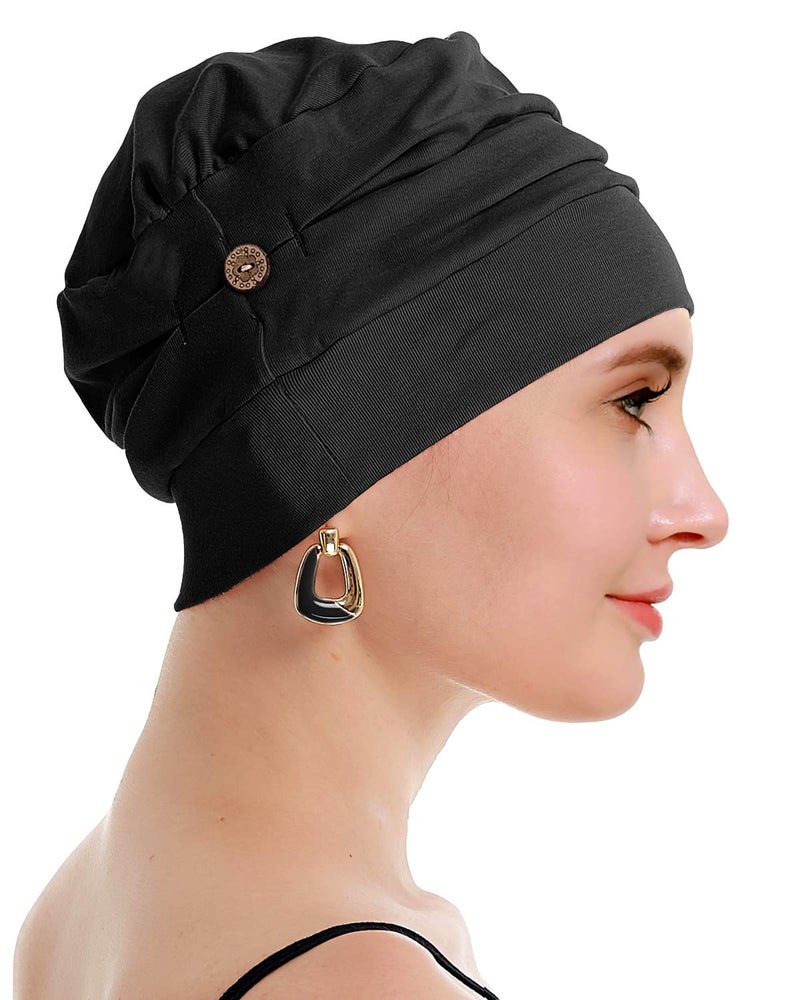 osvyo Cotton Chemo Turbans for Women Cancer Hairloss hat - Cotton Lightweight Headwear Sealed Packaging Black - Image 5