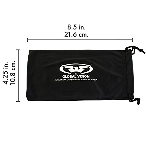 Global Vision 5 Large 4 1/4" x 8 1/2" Black Micro-Fiber Bags for Sunglasses Goggles Cell Phone Carrying Pouch Case Sleeve - Image 5