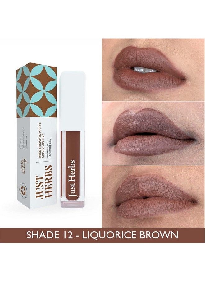 Just Herbs Ayurvedic Creamy Matte Long Lasting Liquid Lipstick Lightweight & Hydrating Lip Colour With Liquorice & Sweet Almond Oil Liquorice Brown 2 Ml  - Image 4