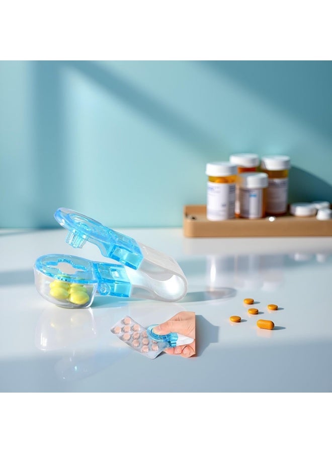 Aid for opening, storing, carrying, dispensing, and administering pills, travel-friendly, blue - Image 3