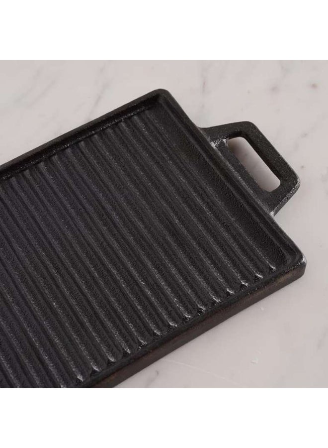 Pan Home Ferric Cast Iron Rectangular Grill Plate 26x16cm -Black - 201CJN9900137 - Image 3