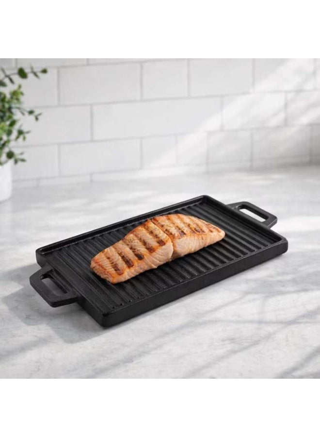 Pan Home Ferric Cast Iron Rectangular Grill Plate 26x16cm -Black - 201CJN9900137 - Image 1
