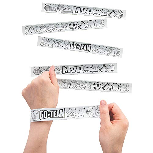 Fun Express Color Your Own Sports Slap Bracelets 48 Pack Kids Party Favors Bulk for Birthday Goodie Bag Stuffers Classroom Prizes for Treasure Box Toys Football Crafts for Boys Girls Ages 412 - Image 1