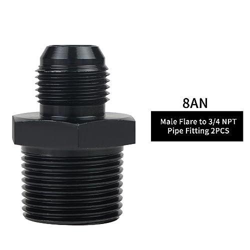 Dexepe 8AN Male Flare to 34 NPT Pipe Fitting Adapter Aluminum Straight Fuel Line Hose Adapter Black Anodized Fuel System Fittings 2PCS - Image 5