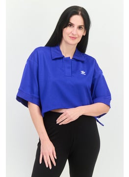 adidas Originals Women Sportswear Fit Short Sleeves Outdoor Polo Shirt, Blue  - Image 1