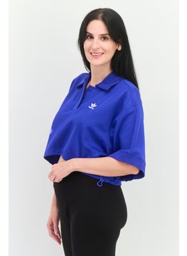 adidas Originals Women Sportswear Fit Short Sleeves Outdoor Polo Shirt, Blue  - Image 2