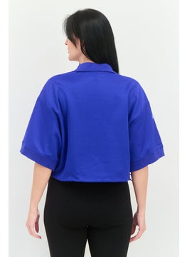 adidas Originals Women Sportswear Fit Short Sleeves Outdoor Polo Shirt, Blue  - Image 3