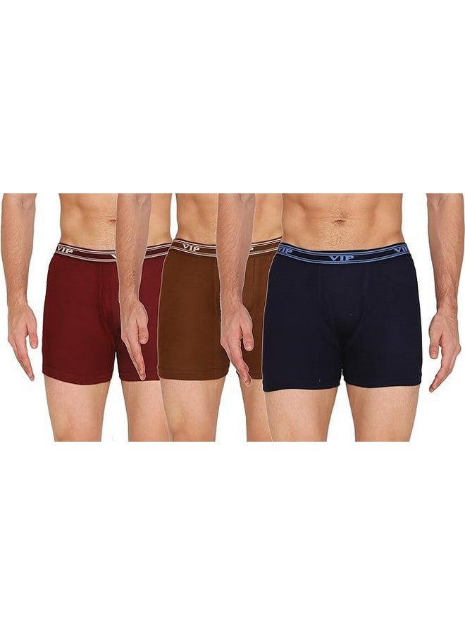 VIP Ultima Mens Cotton Interlock Pack of 3 Trunks for Men (Assorted 85CM)