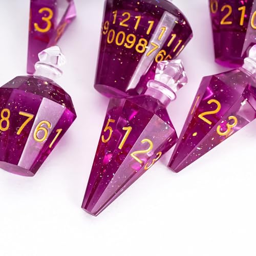 CRITALLIC 7PCS Potion DND Dice SetTransparent Sharp Edge Die Set DD RPG Polyhedral Dicefor Dungeons and Dragons TTRPG Games Roleplaying GamesDeep Purple - Image 5
