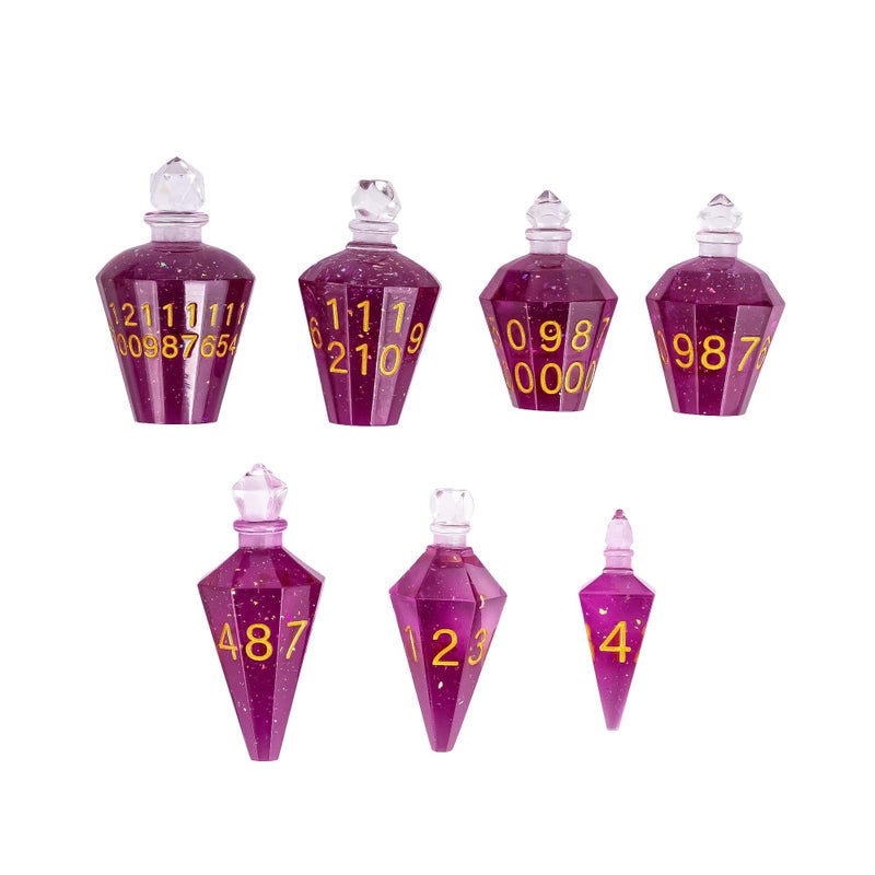 CRITALLIC 7PCS Potion DND Dice SetTransparent Sharp Edge Die Set DD RPG Polyhedral Dicefor Dungeons and Dragons TTRPG Games Roleplaying GamesDeep Purple - Image 3