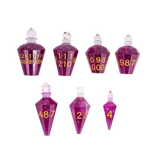 CRITALLIC 7PCS Potion DND Dice SetTransparent Sharp Edge Die Set DD RPG Polyhedral Dicefor Dungeons and Dragons TTRPG Games Roleplaying GamesDeep Purple - Image 1