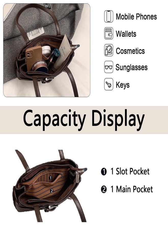 JYG Shoulder Bag for Women Vintage Y2K Hobo Purse with Belt Buckle Small PU Leather Underarm Satchel Handbag Brown - Image 5