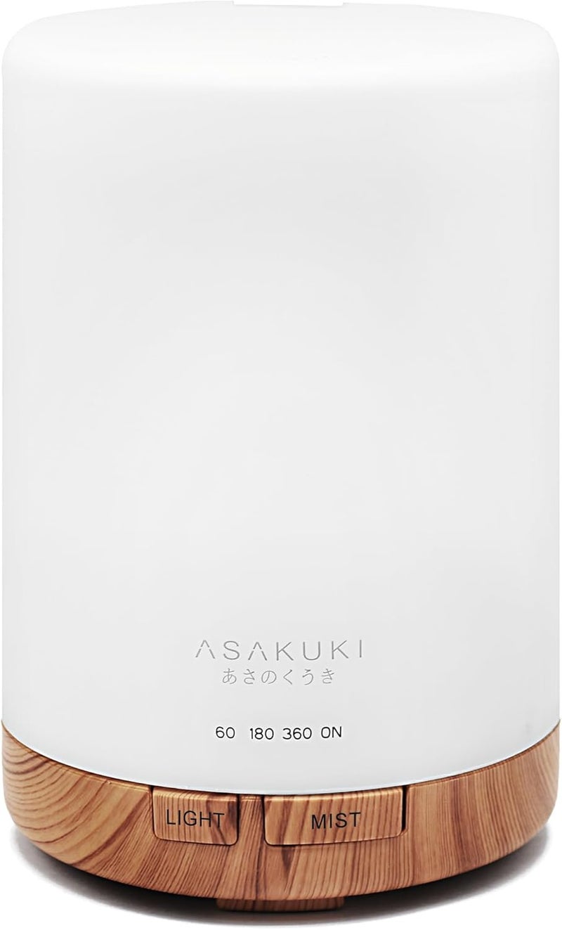 أساكوكي منفث زيوت أساسية ASAKUKI سعة 300 مل، رطبة هادئة فاخرة 5 في 1، منفث عطور منزلية طبيعية مزود بـ 7 أضواء LED تتغير الألوان ومفتاح أمان - Image 1