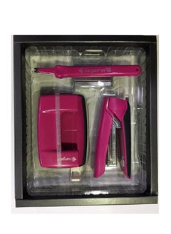 Kangaro 4-Piece Stapler and Punch With Accessories Pink  - Image 2