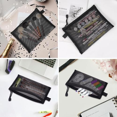 Zytiqt Zipper Pouch, Black Mesh Pouch with Zipper, 6PCS Set (A5 x 3 + A6 x 3), Small Makeup Pouch for Travel, Cosmetic Organizer Bag, Medicine Pouch, Washbag Pouch for Women - Image 5