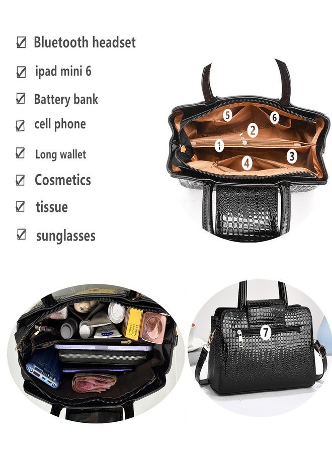 PHEVOS Medium Satchel Handbag Shoulder Crossbody Purse Top handle Crocodile Hobo bags for Women - Image 3