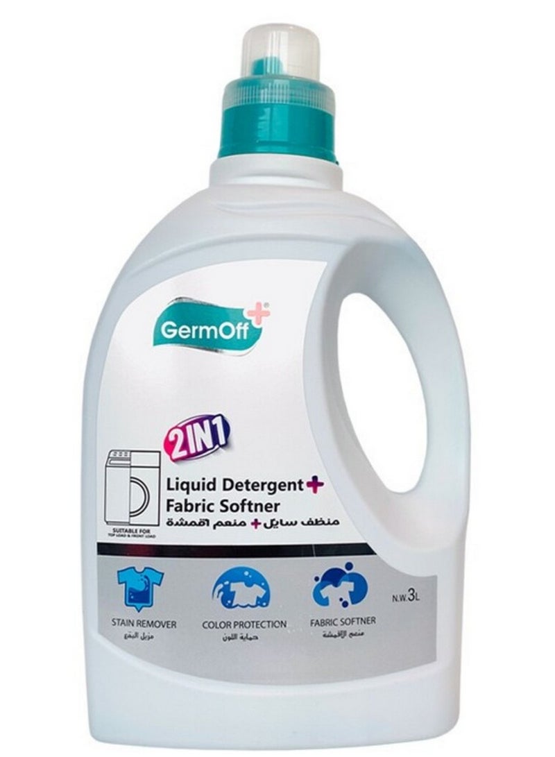 GermOff 2 In 1 Laundry Detergent And Fabric Softener 3 L - Image 1