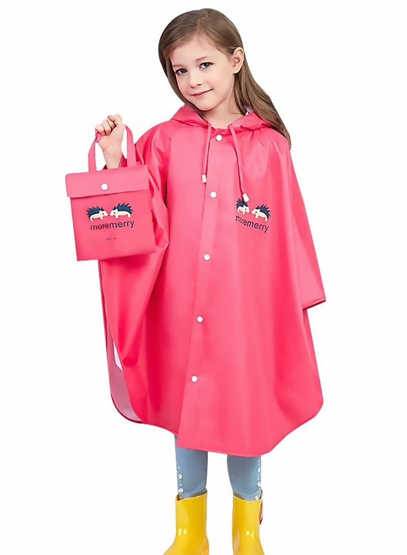 Generic Kids Rain Poncho, Cartoon Hooded Raincoat Jacket Lightweight Schoolbag Waterproof Hoodie Coat Toddler Baby Boys Girls Cap, Pink - Image 1