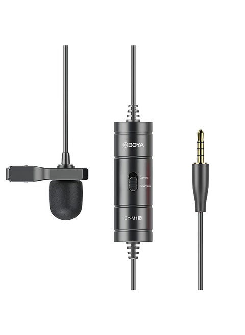 BY-M1S Upgraded Lavalier Microphone Omni-directional Condenser Lapel Mic 3.5mm TRRS Plug 6M Long Cable No Need Battery for Smartphone Camera Camcorder Audio Recorder PC