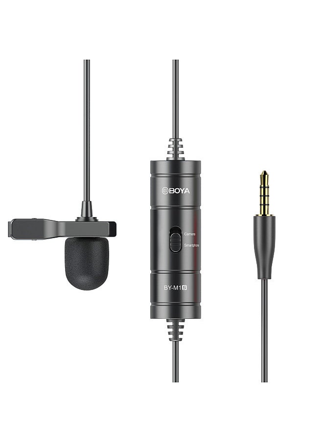 BOYA - BY-M1S Upgraded Lavalier Microphone Omni-directional Condenser Lapel Mic 3.5mm TRRS Plug 6M Long Cable No Need Battery for Smartphone Camera Camcorder Audio Recorder PC - Image 1