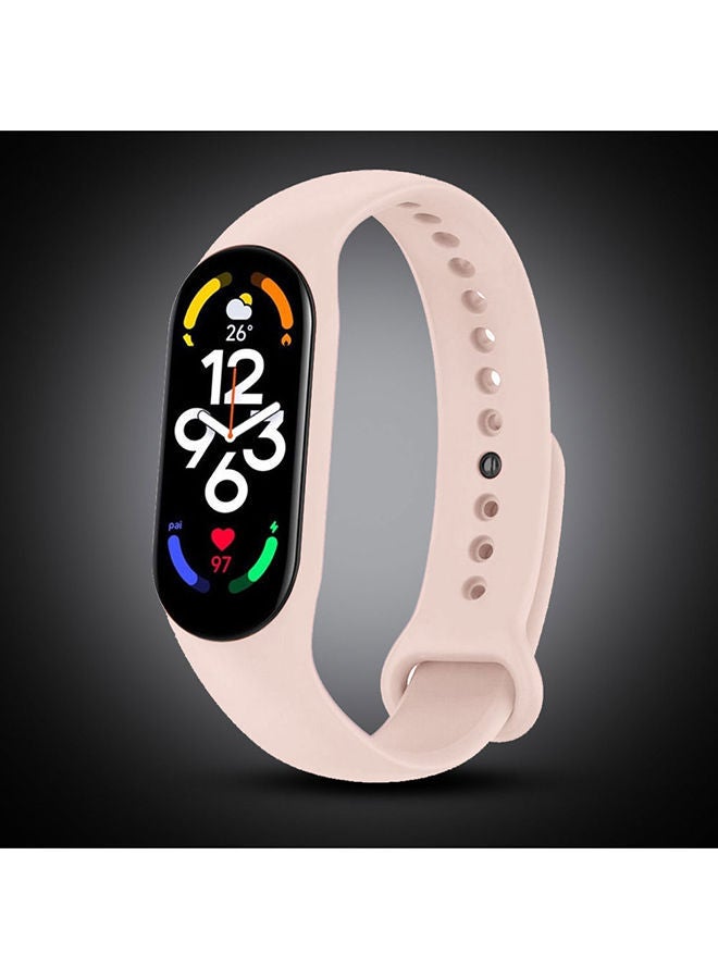 NIBEMINENT Xiaomi Mi Band 7 Replacement Strap Soft Silicone Watch Sport Wristband Bracelet Compatible with Smart Fitness Tracker 2022 Release Pink Sand  - Image 4