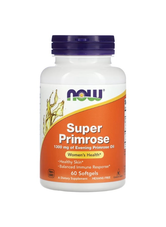 now Super Primrose, Evening Primrose Oil, 1,300 mg, 60 Softgels - Image 1